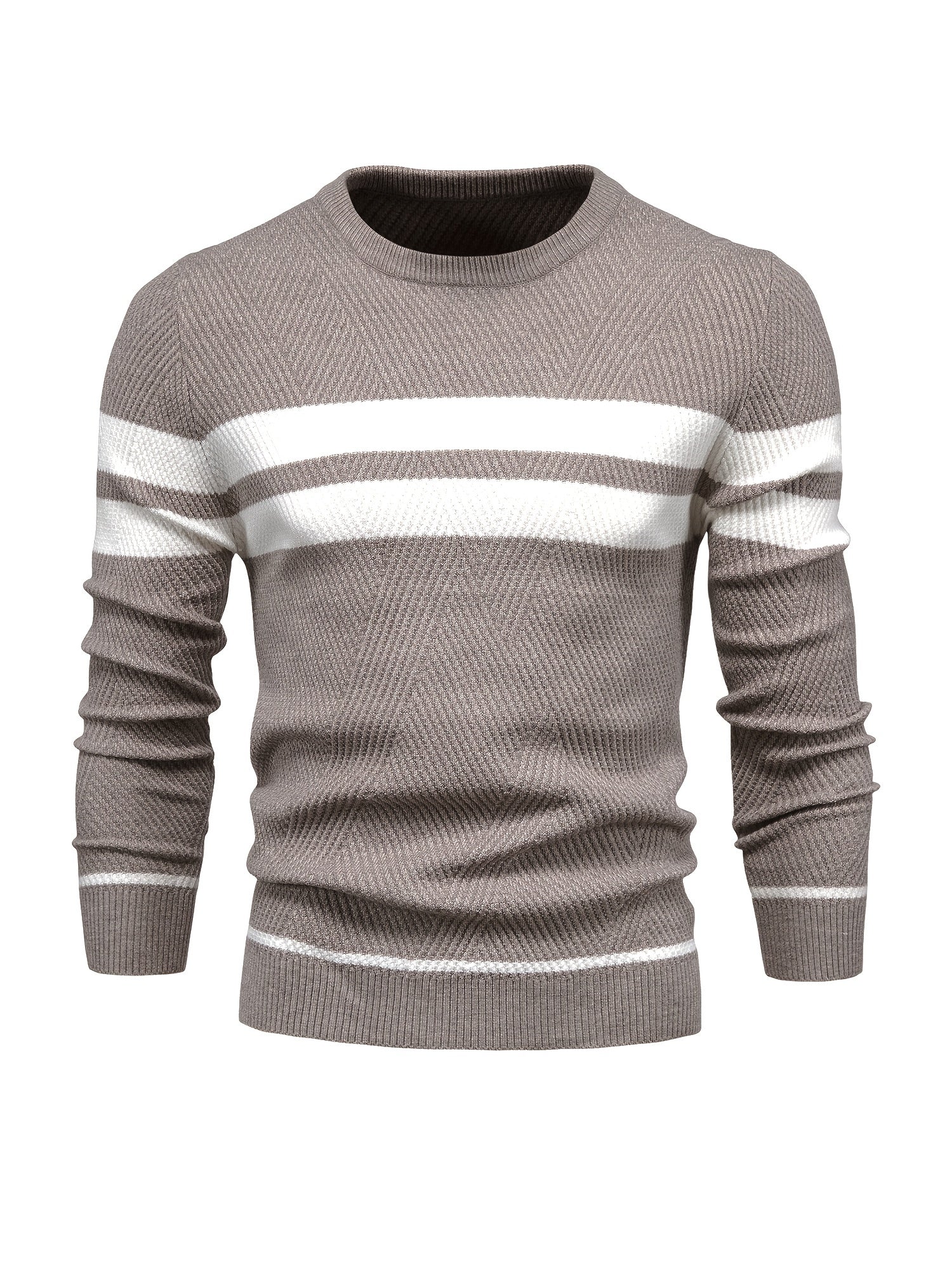 Knitted sweater with striped pattern for men