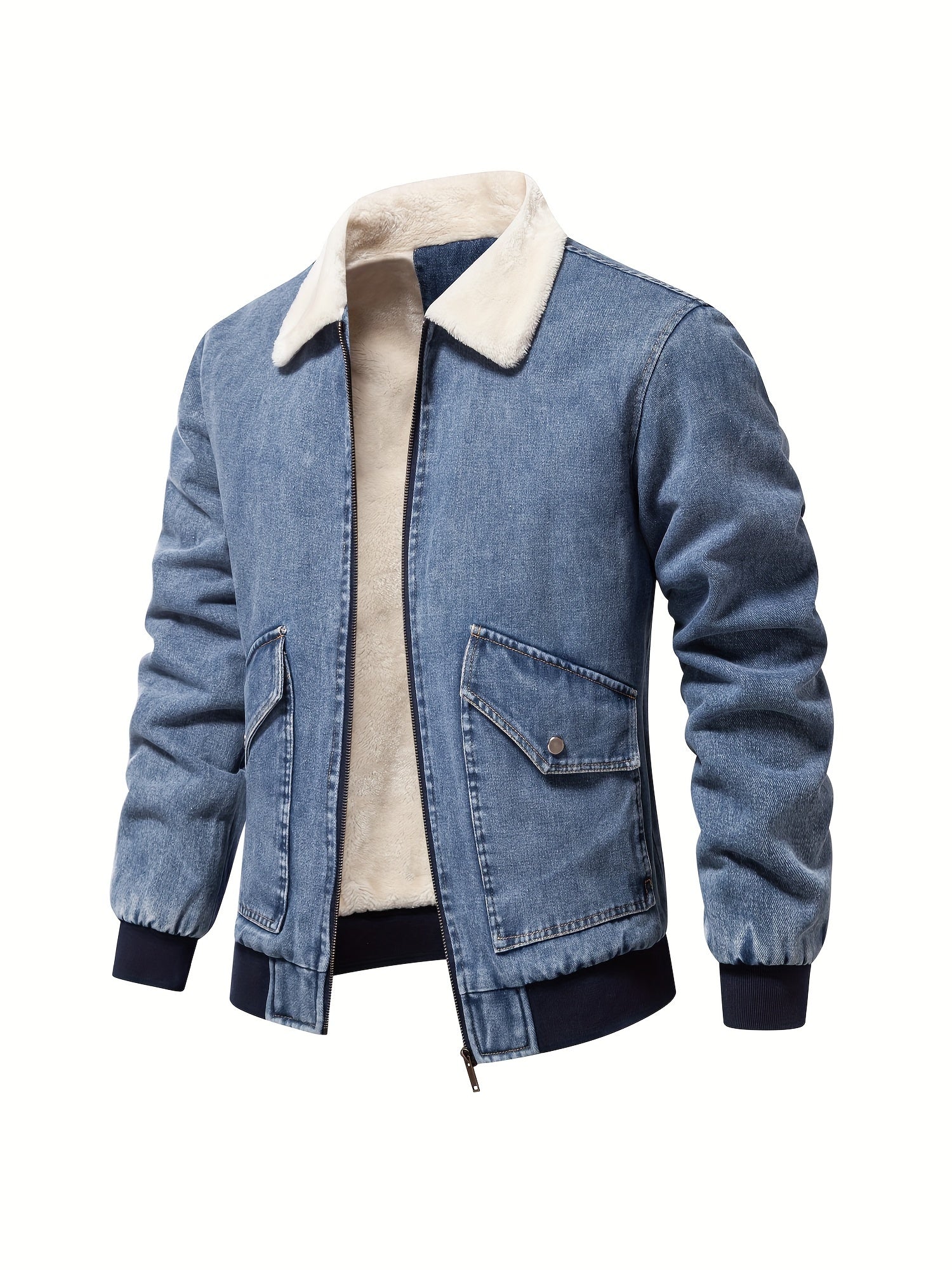 Men's denim fleece jacket