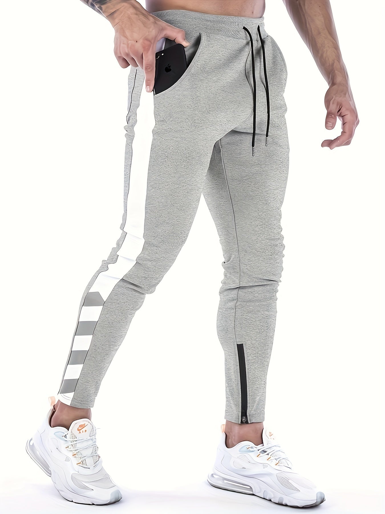 Casual sports pants with elastic waist and drawstring