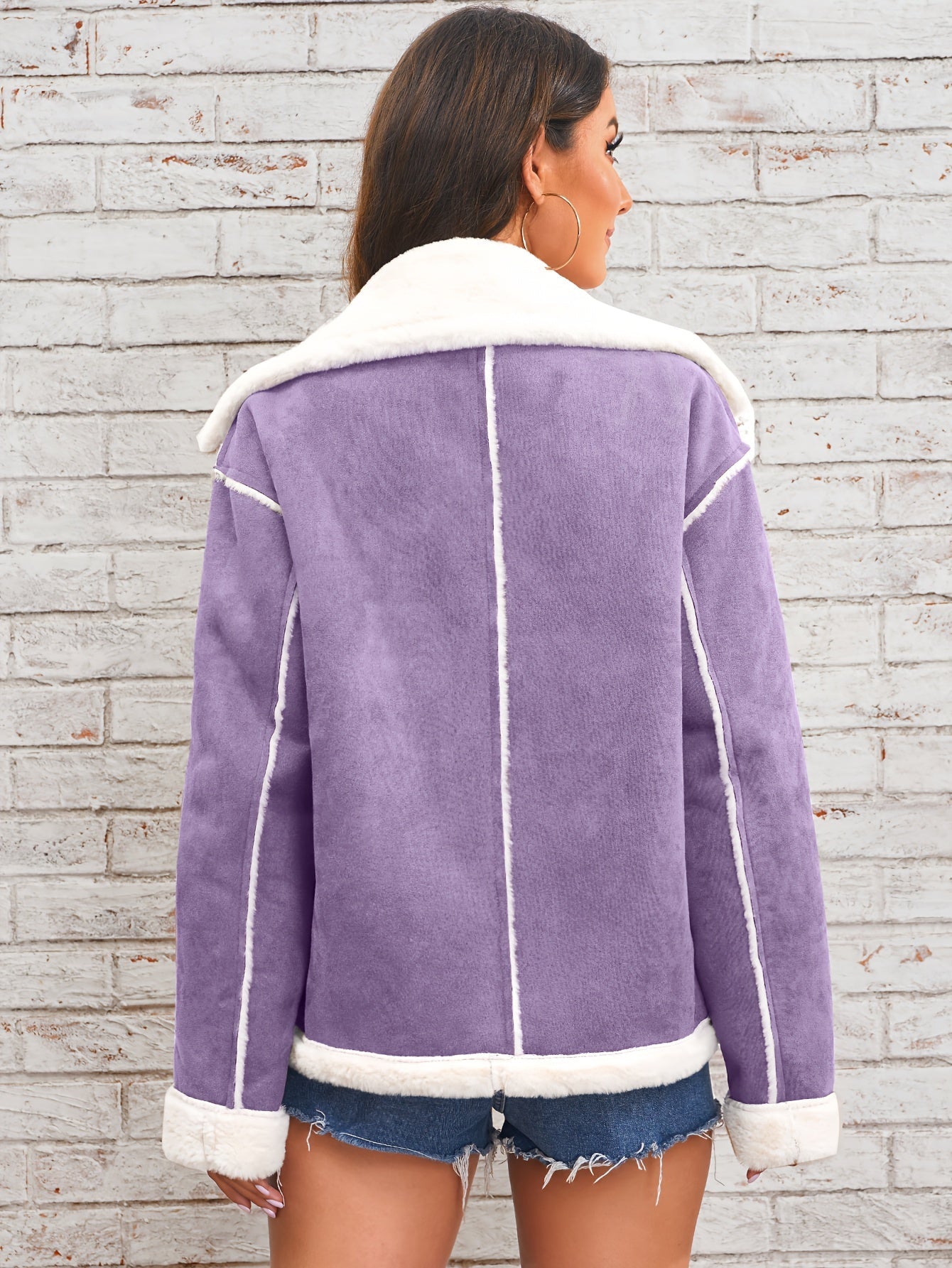 Lapel plush jacket