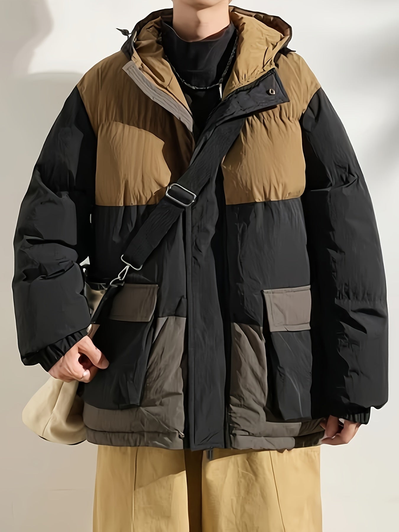 Breathable hooded puffer jacket for men