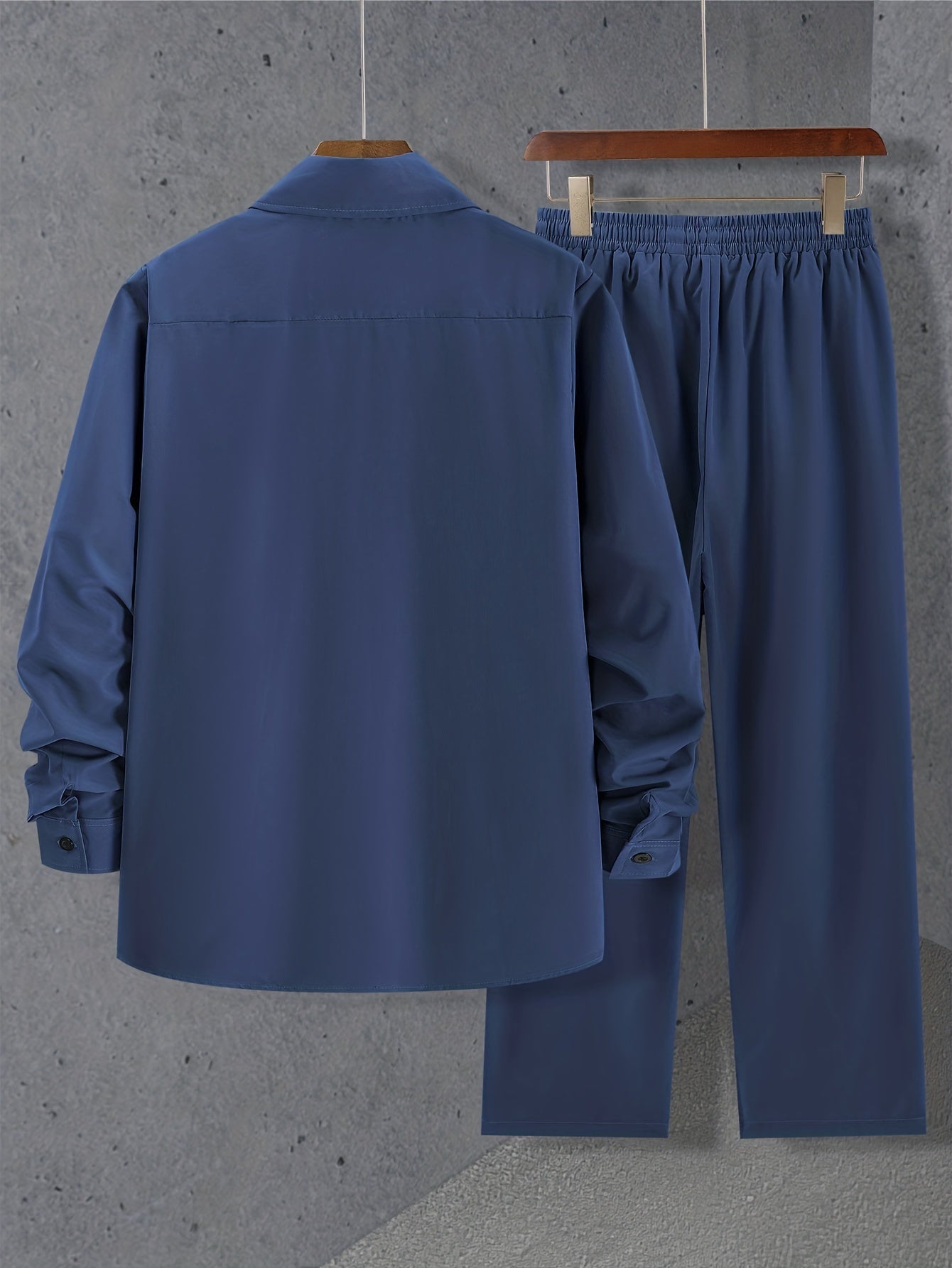 Simple set consisting of a long-sleeved shirt and drawstring trousers for summer