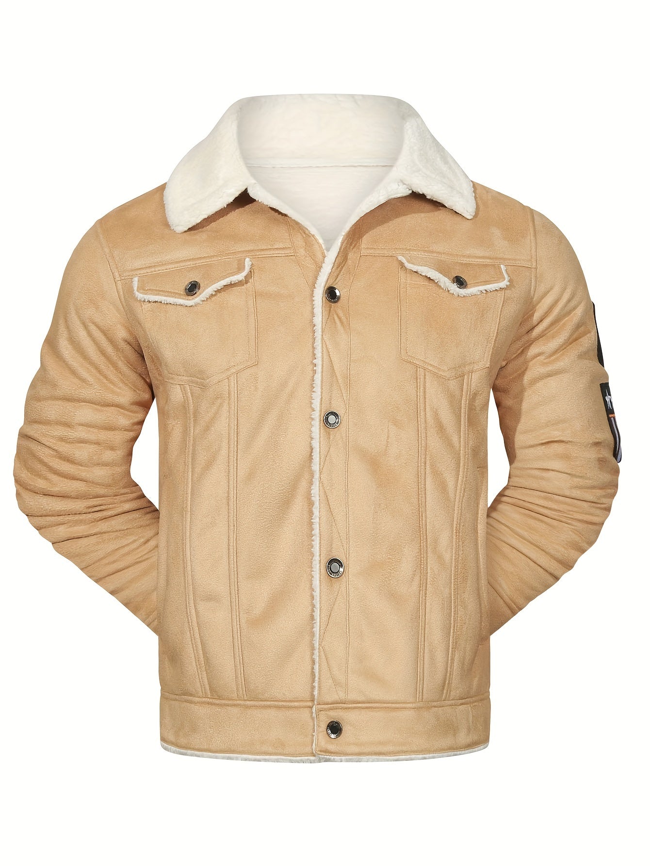 Faux leather fleece jacket for men