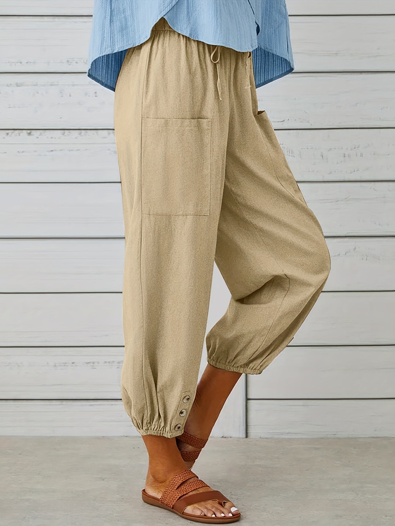 Patched crop pants for women