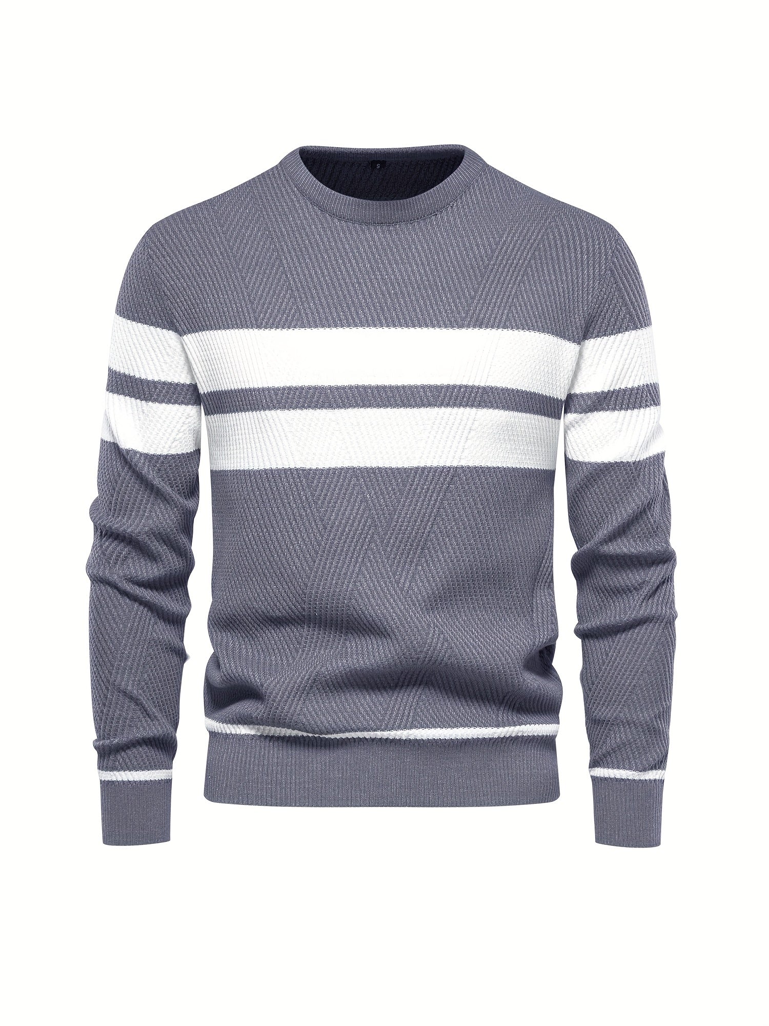 Knitted sweater with striped pattern for men