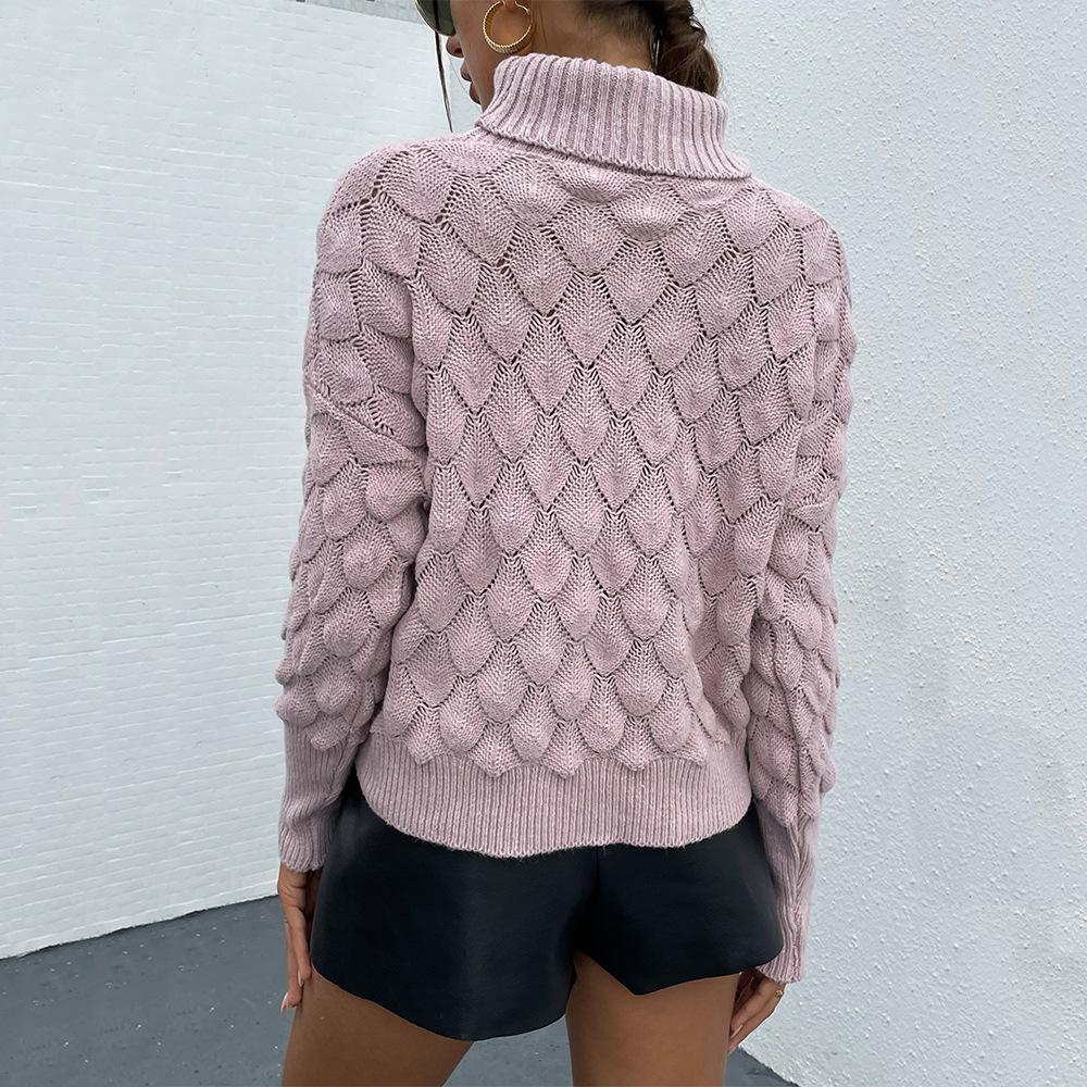 Knitted turtleneck sweater in pink