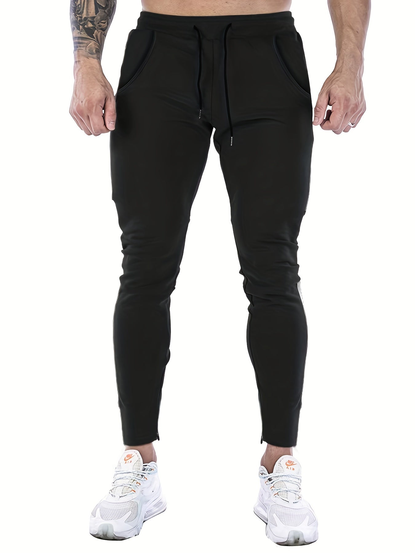 Casual sports pants with elastic waist and drawstring