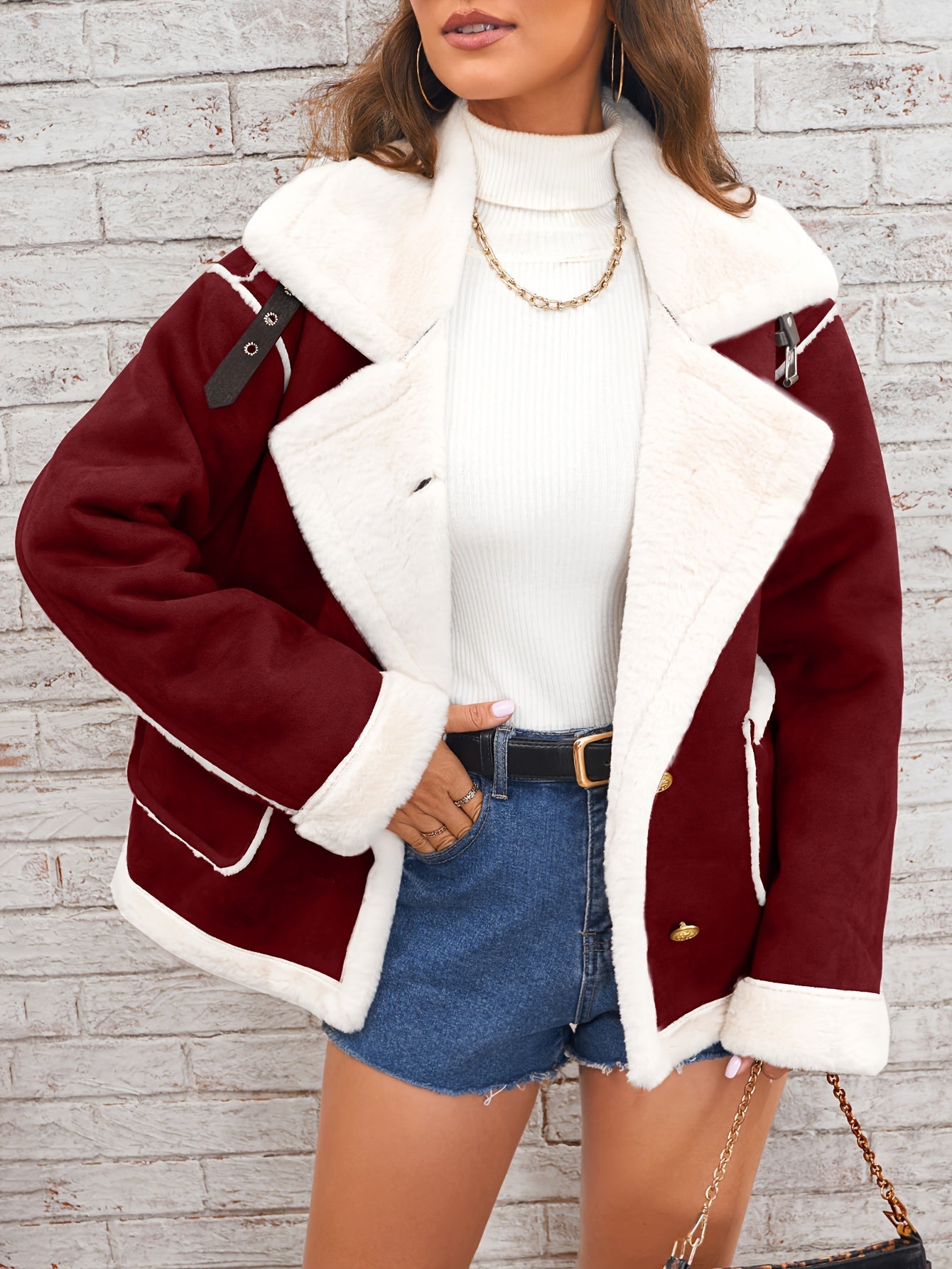 Lapel plush jacket