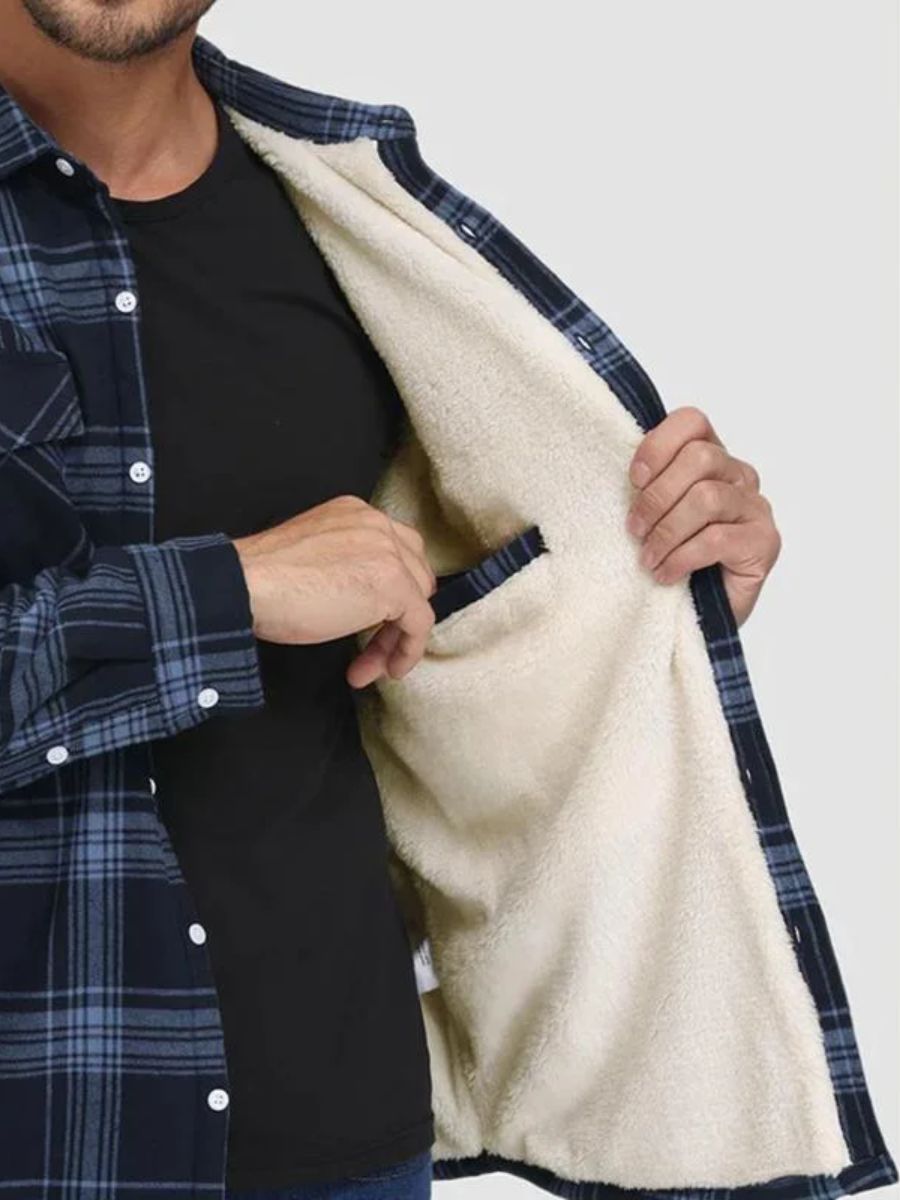 Fleece lined checked shirt