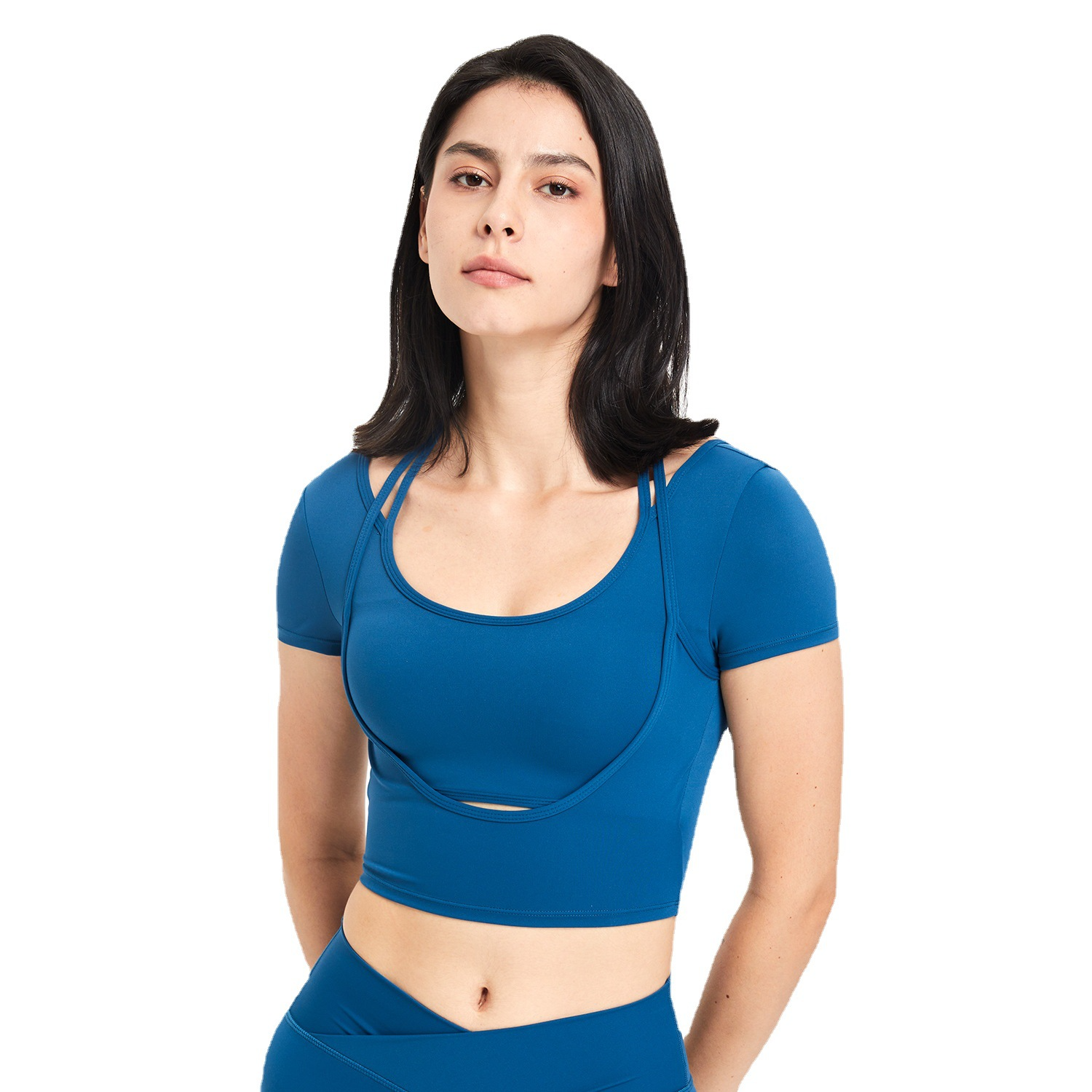 Sporty top with short sleeves for women