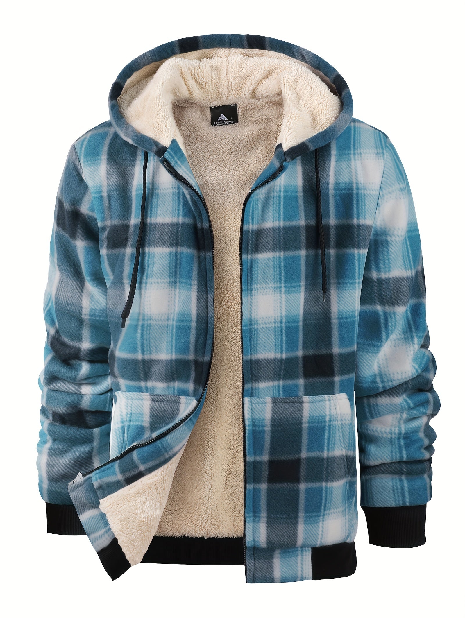 Retro fleece hoodie with checked pattern