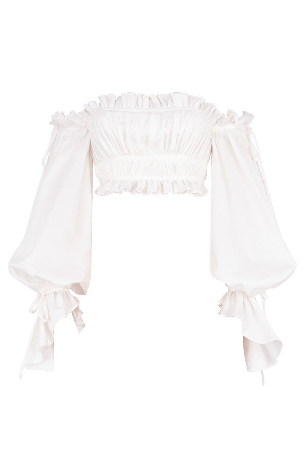 White off shoulder top with ruffles