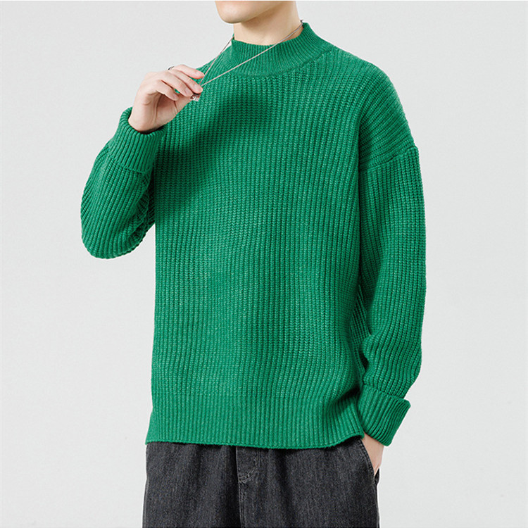 Knitted sweater with high collar