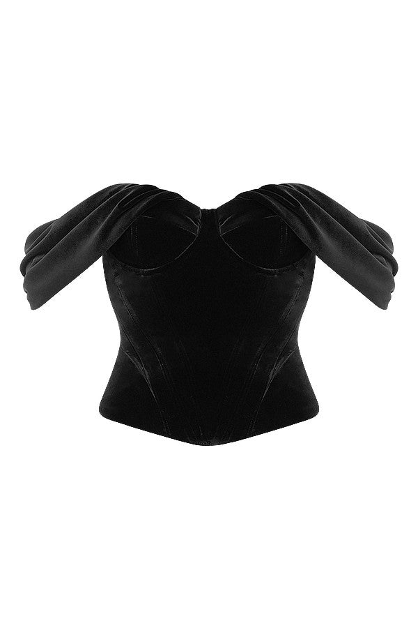 Black velvet draped corset