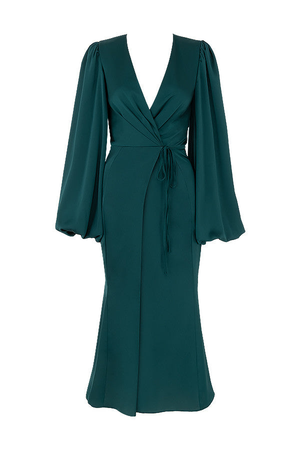 Emerald green wrap dress