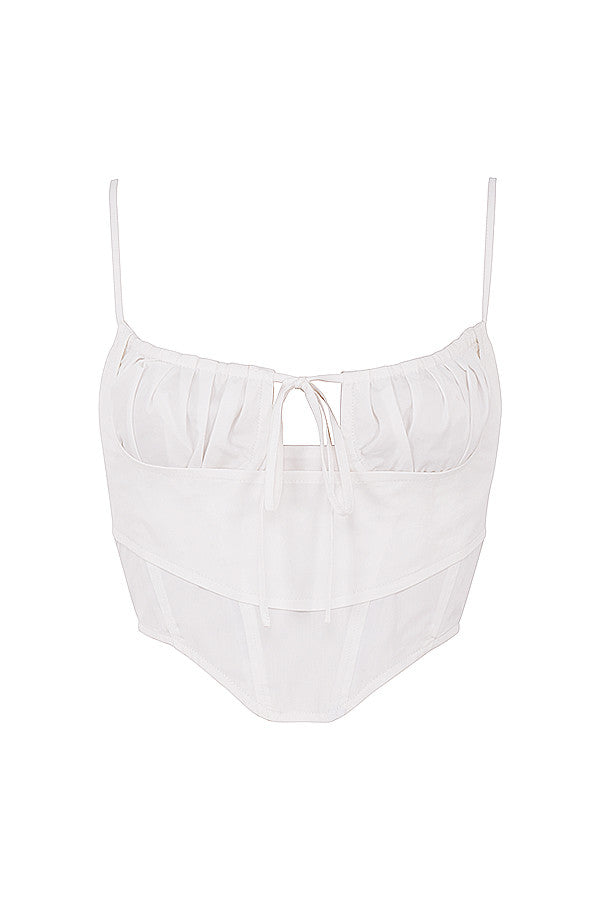 White cropped poplin corset