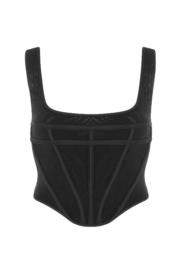 Black mesh corset top