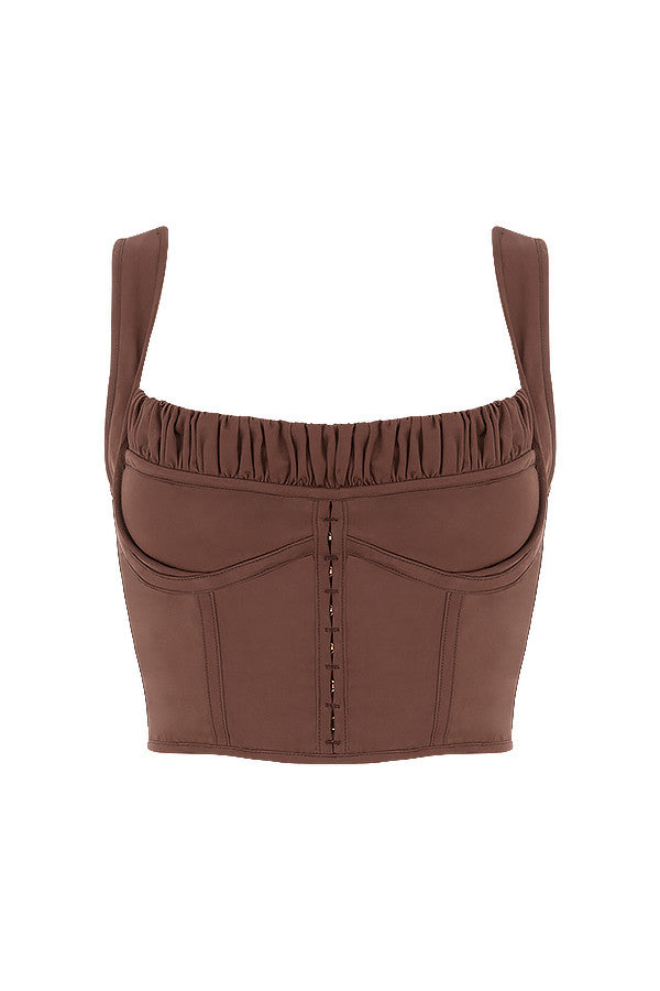 Chocolate gathered corset top