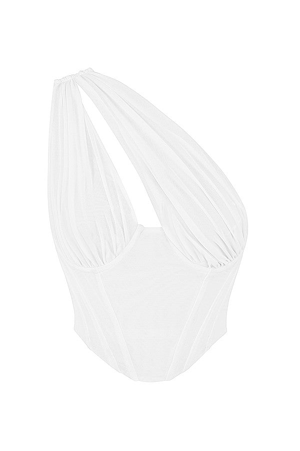 White mesh cut out corset