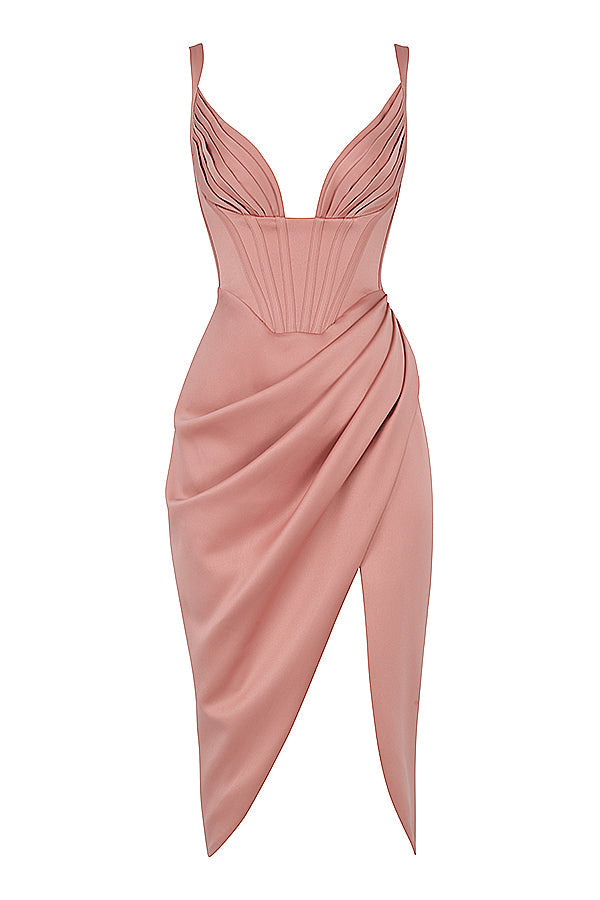 Satin pleated midi dress