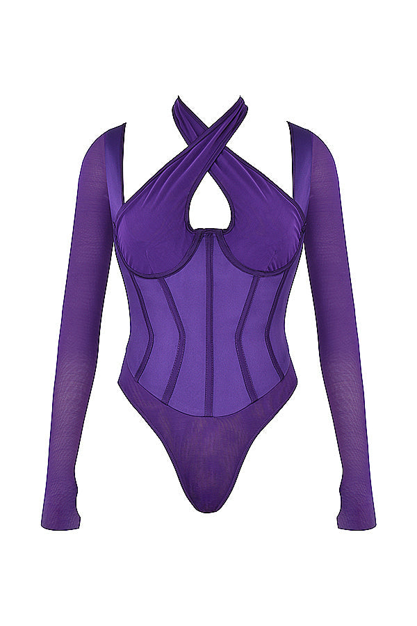 Grape halterneck corset bodysuit