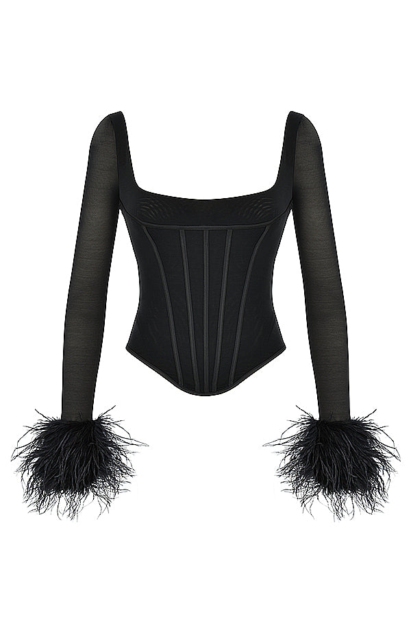 Black corset with mesh finish