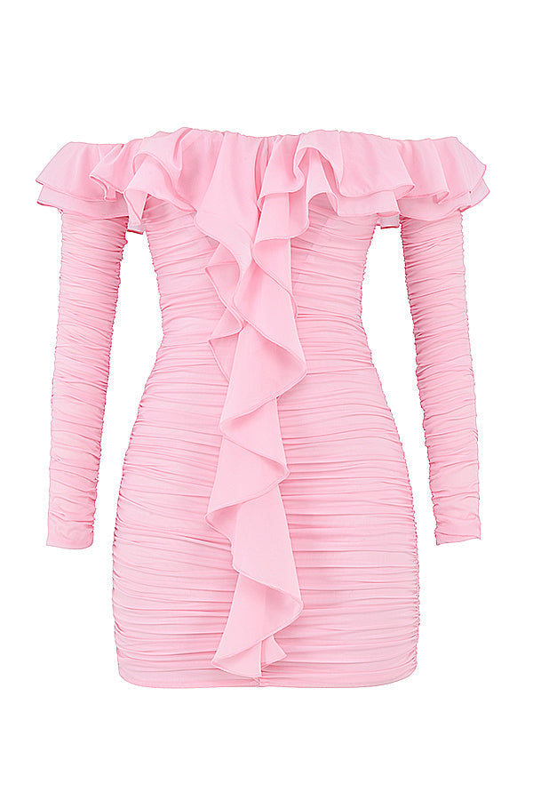 Real silk fairy pink mini dress