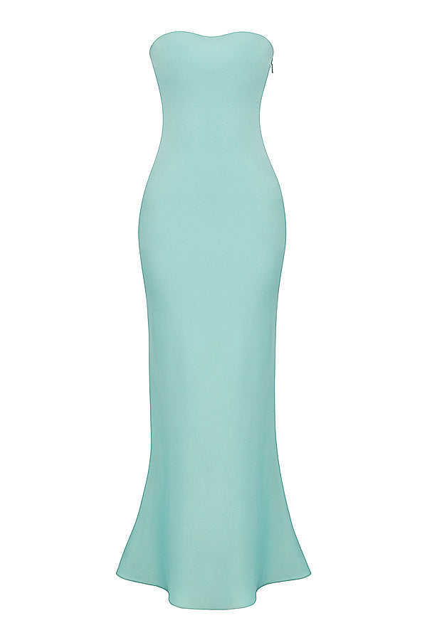 Jade satin strapless maxi dress