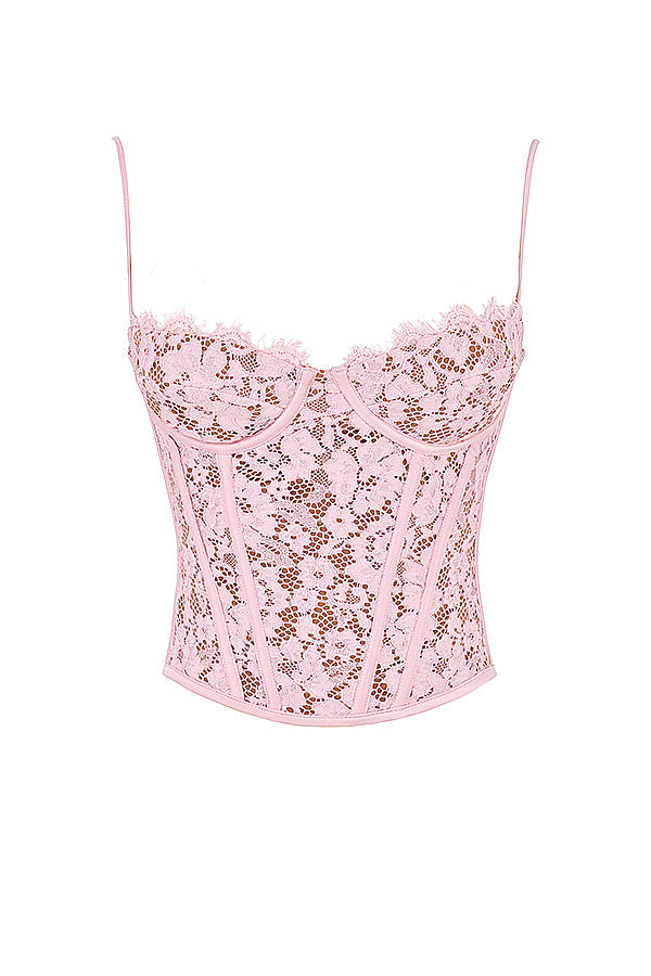 Pink lace underwire corset