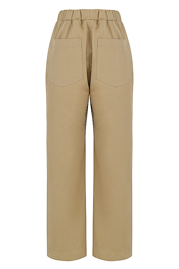 Camel structured corset with cargo pants