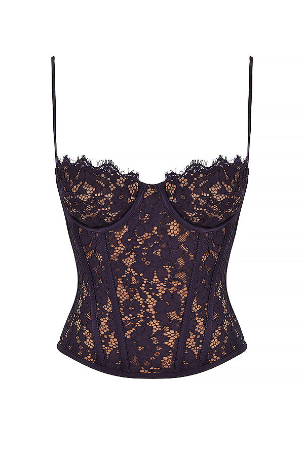 Nightshade lace underwire corset with high waisted trousers