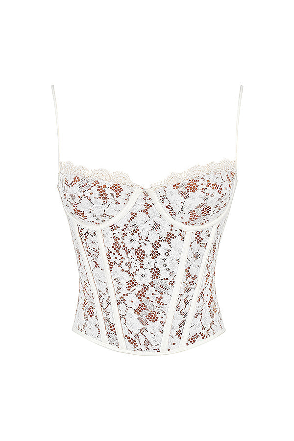 Lace underwire corset with Caramel relaxed trousers