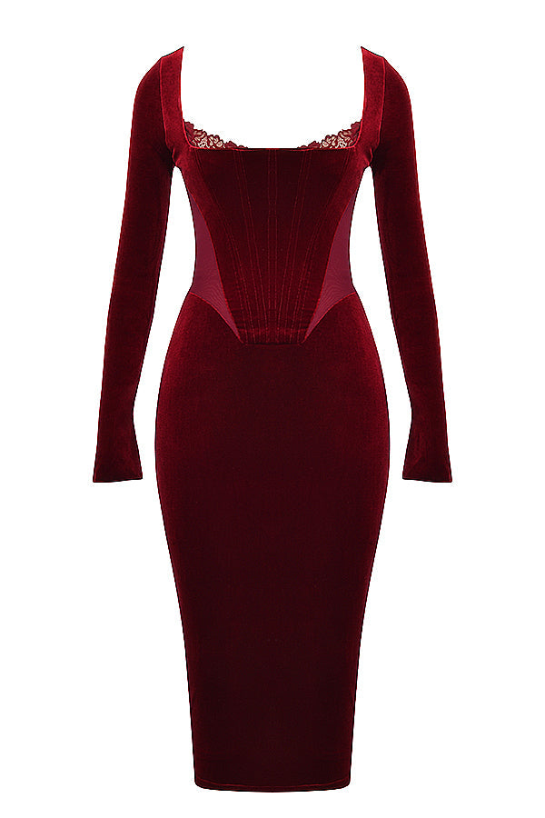 Wine velvet corset dress