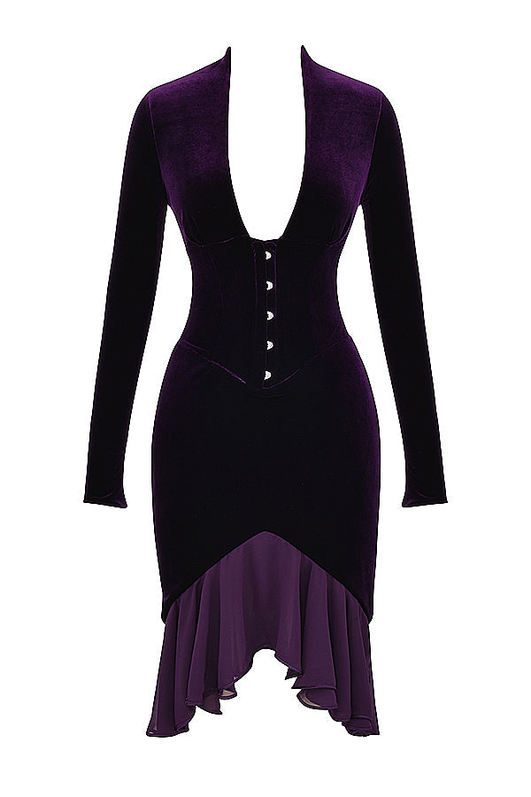 Dark purple velvet corset dress