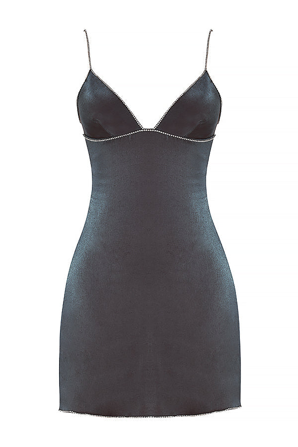 Graphite iridescent mini dress