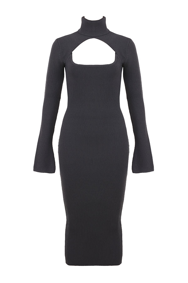 Anthracite knitted midi dress