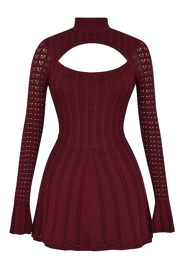 Wine knit corset dress