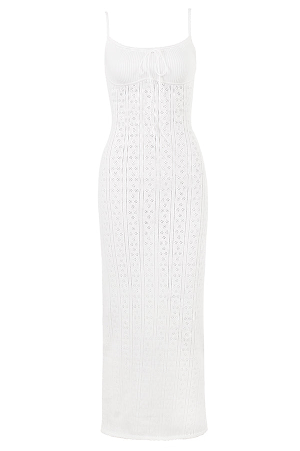 White knitted maxi dress