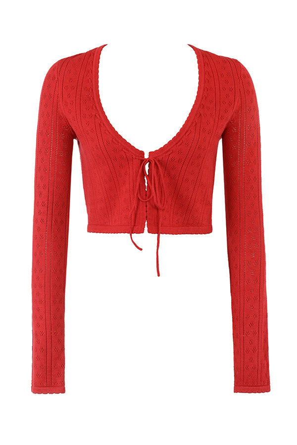 Cherry rib knitted top with knitted capri pants