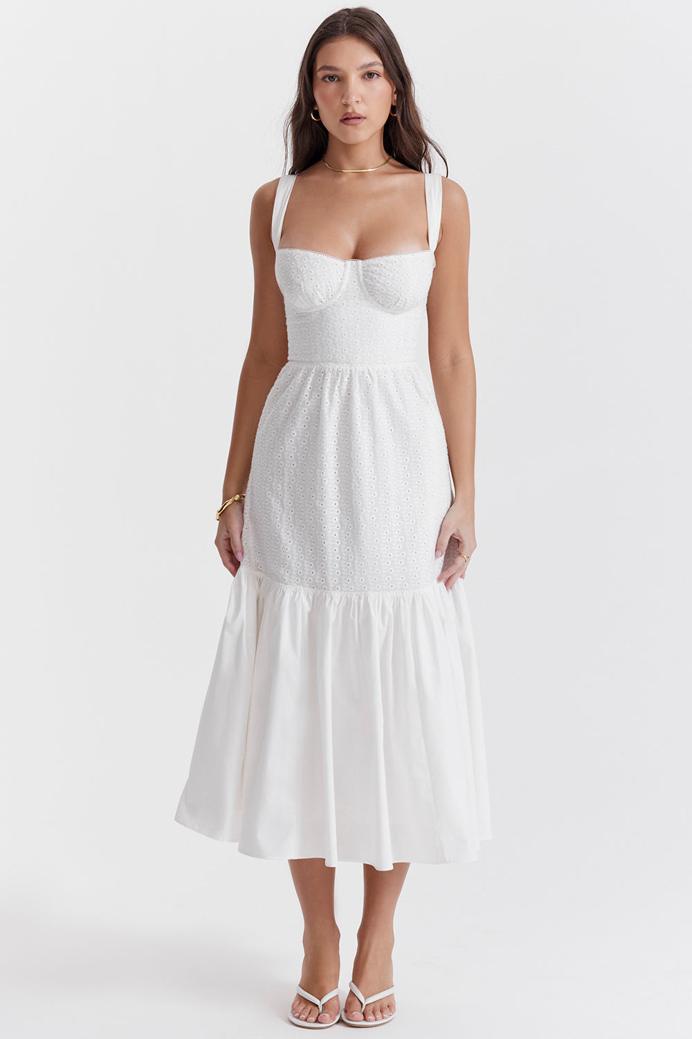 White midi sundress from Broderie Anglaise