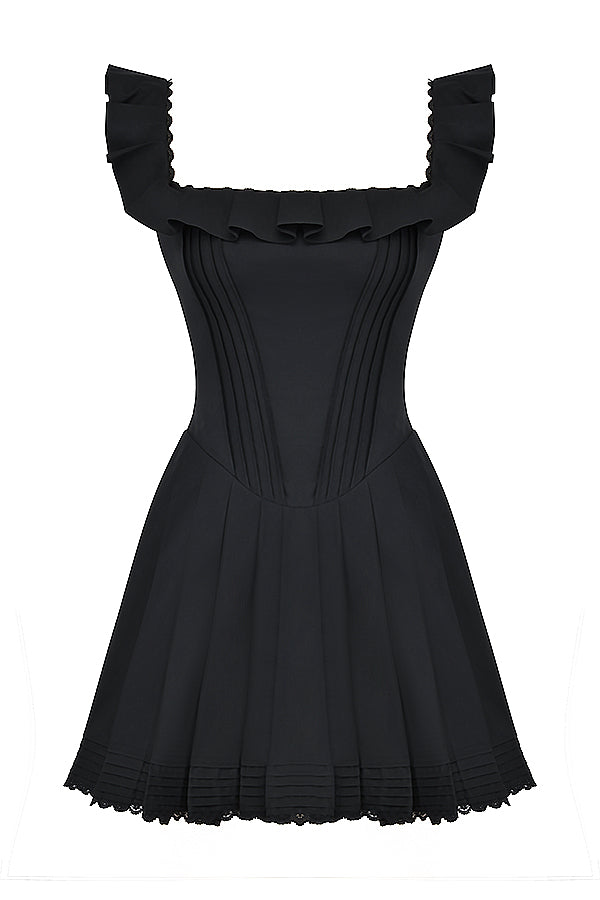 Black pleated dress with pleats