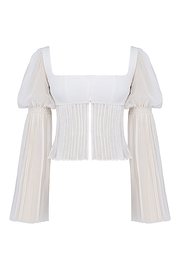 White pleated top