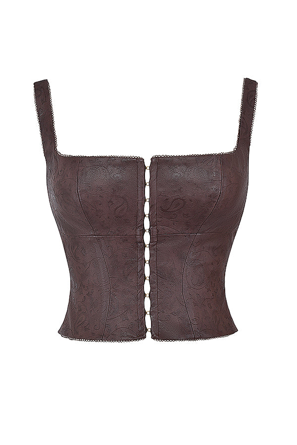 Brown corset made of vegan leather