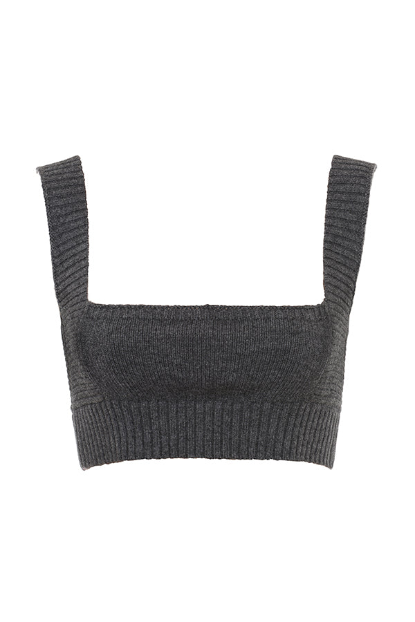 Anthracite colored cashmere mix bralette with pants