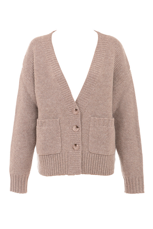 Barley coarse cardigan made of natural wool with bralette and leggings