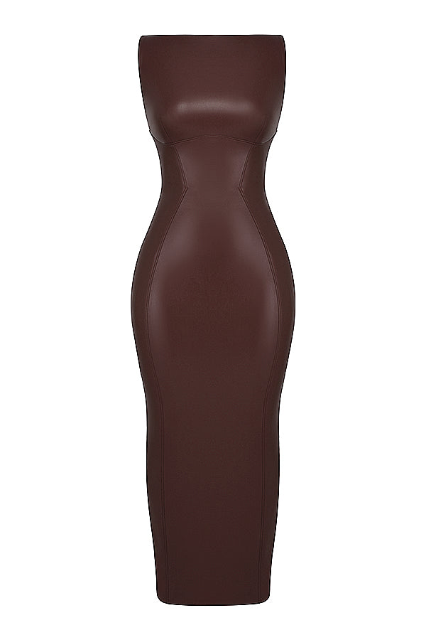 Luxury leather maxi dress