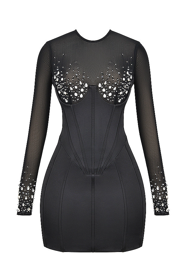 Black crystallized corset dress