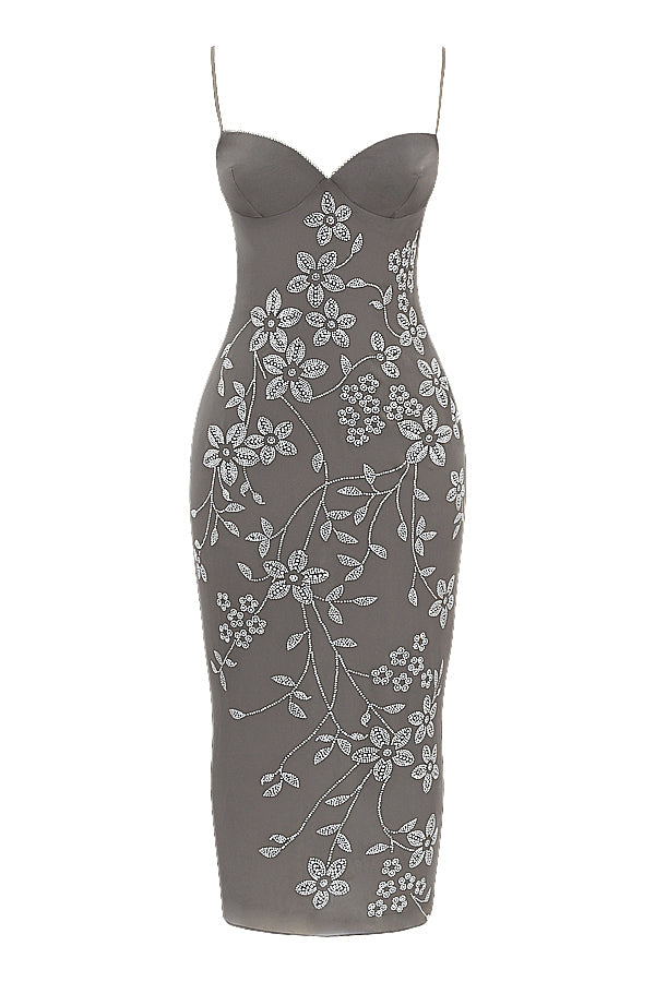 Midi dress embellished with smoke crystal