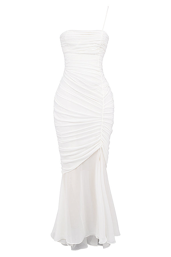 Ivory colored maxi dress with ruffles