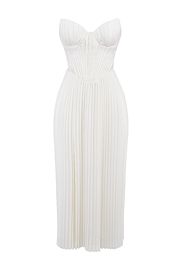 Ivory pleated maxi dress